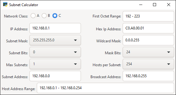 Preview of Python Subnet Calculator
